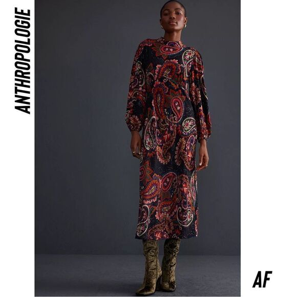 ANTHROPOLOGIE BY KACHEL PAISLEY PRINT MAXI DRESS NEW MEDIUM - Picture 3 of 12